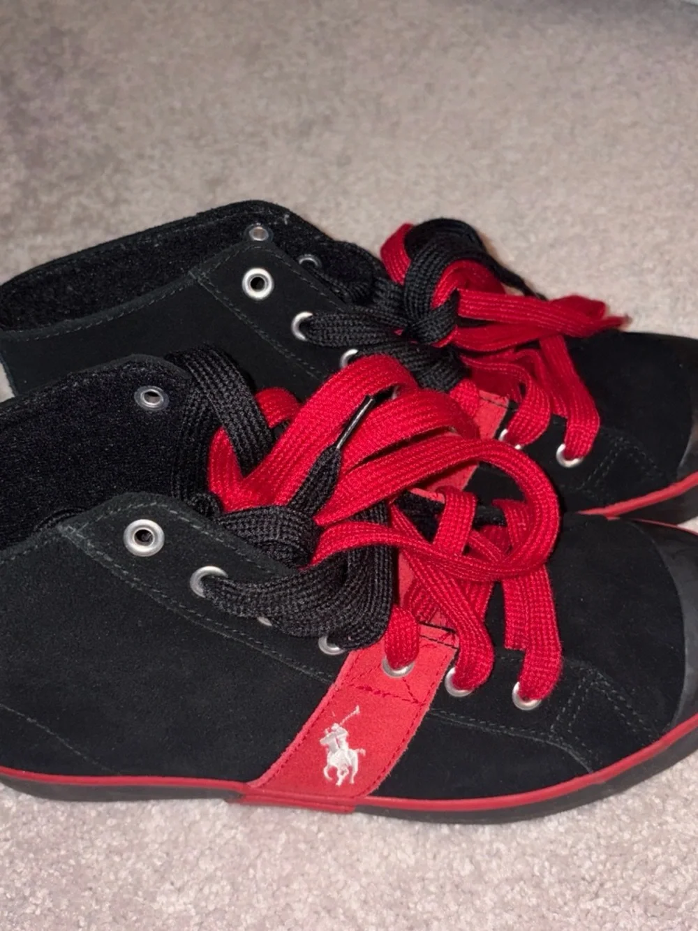 Polo by Ralph Lauren Black and Red Mid-Top Sneakers